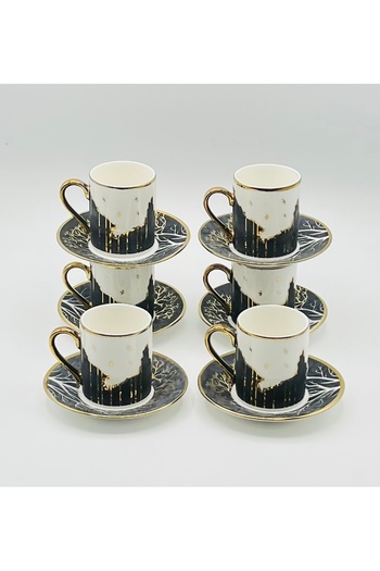 Tekbir Tekbir Vintage Black Porcelain Coffee Cup Set - Scenic