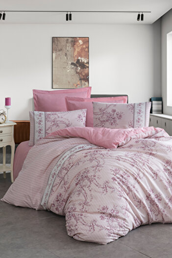 Enlora Home Kolay Ütülenir Nevresim Takımı Çift Kişilik Rosa Pembe