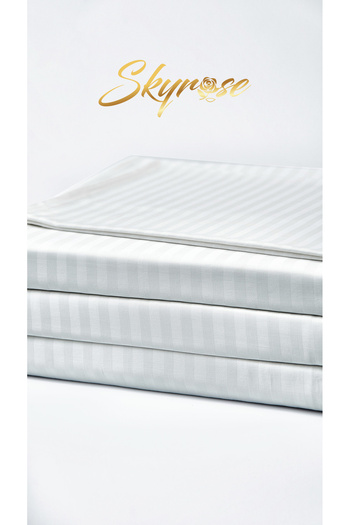 Skyrose Striped Satin Fitted Sheet Set, Hotel and Home Textile, with 3 different Size Options, Dowry Box, Eco