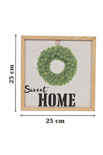 rosfloa rf Sweet Home İskandinav Tarz Gerçek Ahşap Çerçeveli Dresuar Mutfak Kahve Köşesi Dekor Tablo (25*25 cm)
