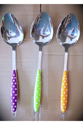 TARIK HOME Stainless Non-tarnish 1 Piece Polka Dot Serving Spoon