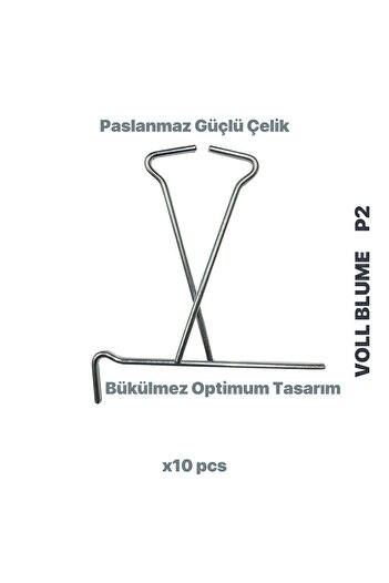 VOLL BLUME P2 10 Adet Kalın Çelik Metal Çadır Kazığı Demiri Kaymaz Kancalı Branda Çivisi Paslanmaz Çelik Gümüş