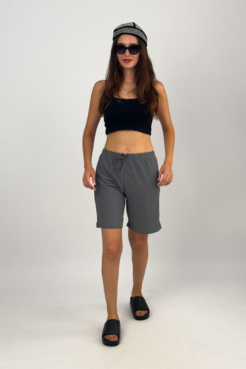 Betimoda Smoke Colored Women's Oversize Elastic Waist Shorts