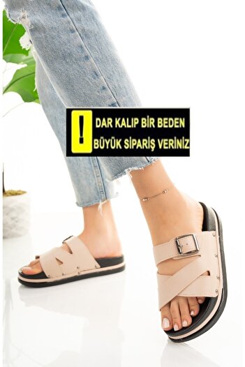 Modafırsat Γυναικείες ορθοπεδικές παντόφλες μπεζ Sabo Wedge Heel Κομψές άνετες καθημερινές παντόφλες