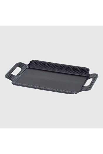 Galaxy Black Wicker Model Acrylic Painted Plastic Tea Coffee Tray