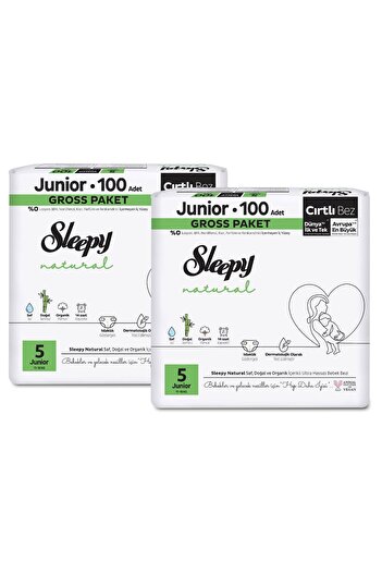 Sleepy Natural Gross Paket Bebek Bezi 5 Numara Junior 200 Adet