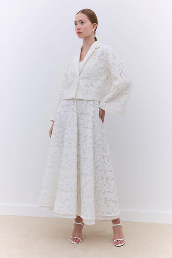 Manuka Ecru Color - Lace Detailed Limited Edition Skirt