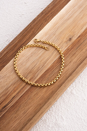 ByFlorya Jewelry Çelik Top Zincir Halhal Günlük Kullanıma Uygun Yuvarlak Halka Zincir Halhal 3mm 22cm 3cm