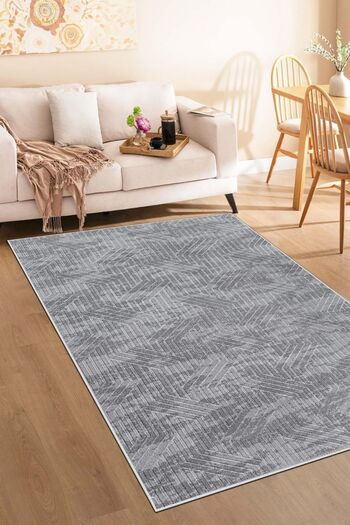 ALgorand Home Anthracite Gray Runner - Washable, Non-Slip Base, Cutting Embossed Living Room Hallway Kitchen Rack