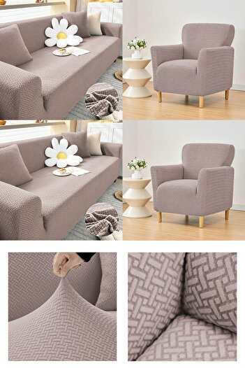 Faiend Stretch Elastic Washable Cotton 3+3+1+1 Σετ κάλυμμα καναπέ ζακάρ με σχέδιο τούβλο Κάλυμμα καναπέ