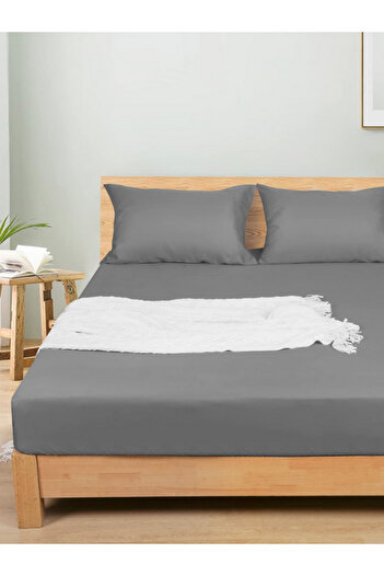 VESSİNOHOME Cotton Elastic Sheet Set Single Double King Size 57 Wire Fabric Size White-coloured