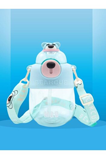 EyER Shoping 1lt Water Bottle - Children's Water Bottle with Hanger and Teddy Bear, Sticker Gift, Bpa Free Water Bottle with Hanger for School