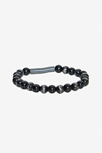 ALTINYILDIZ CLASSICS Black-Grey Men's Natural Stone Bead Bracelet