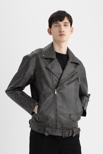 DeFacto Μπουφάν Faux LeatherSlimFitPoloCollar - C5748ax24au