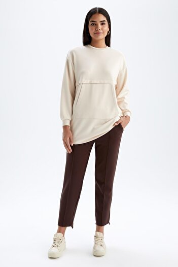 DeFacto Μακρύ μανίκι χιτώνας Relaxed Cut Crew Neck Y6174az22au