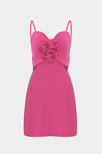 Açelya Okcu Strappy Mini Women's Dress - Premium Rose Detailed