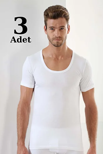 Arma Yıldız White Undershirt Men's T-shirt - Crew Neck, Short Sleeve, 3 Pieces, 100% Cotton Combed