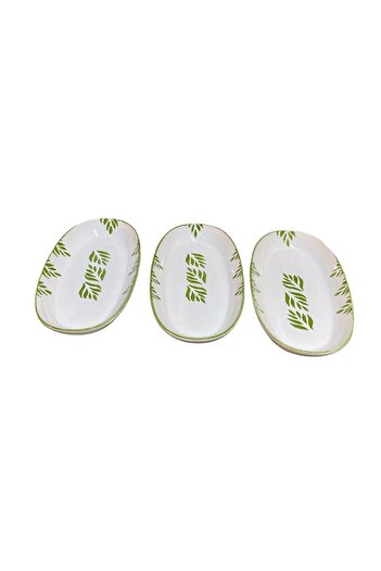 MTD SERAMİK 27 Cm Modern Patterned Boat Plate 3 Pieces