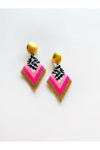 elamindunyasi Women's Pink Miyuki Bead Knitted Earrings