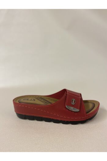 ELİS Women's Red Orthopedic Sole 4 Point Slippers