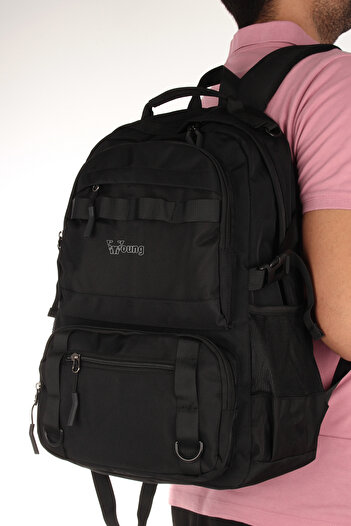 YOUNG 51542 Model Water Resistant Black School Bag - with Laptop Compartment