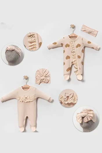 Cherub Baby Heart Lace Baby Double Jumpsuit Set