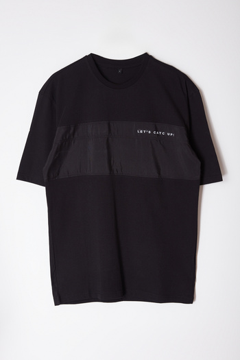 Edit by Trendyol Herren-Strick-T-Shirt – Schwarz, TMNAW25TS00012