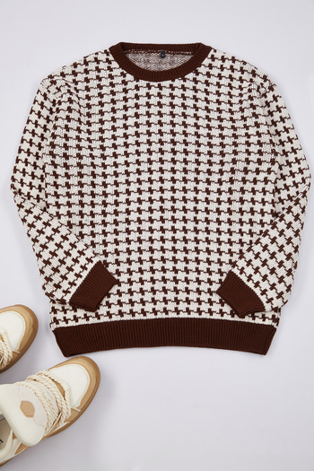 Trendyol Collection Crew Neck Knitwear Sweater - Brown, Regular Fit TMNAW25KZ00042