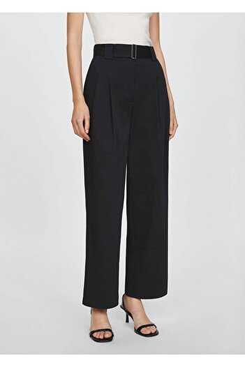 MANGO Woman Flared Belted pants