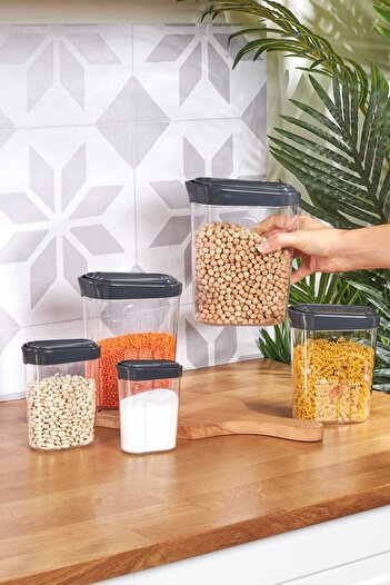 Karaca Slot Gray 5 Piece Storage Container