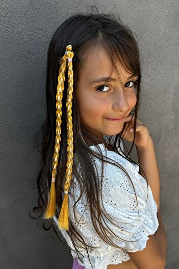 TAKIŞTIR Yellow Color Knitted Hair Figured Collet Buckle