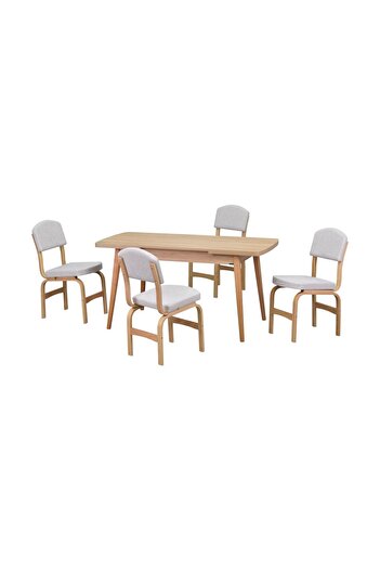 VİLİNZE Ege Sandalye Avanos Ahşap MDF Açılır Mutfak Masası Takımı - 70x120+30 cm