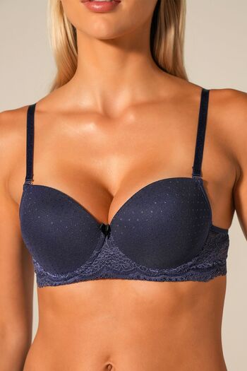 Doğan Women's Navy Blue Supported Lace Bra