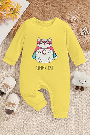 ADABEBEK Supurr Cat Printed Baby Jumpsuit - 22209