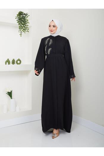 MODAMERSİ Woman's Black Stone Ferace