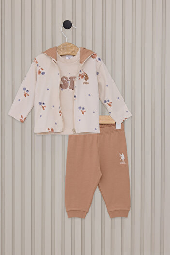 U.S. Polo Assn. Floral Pattern Licensed Baby Girl 3 Piece Set