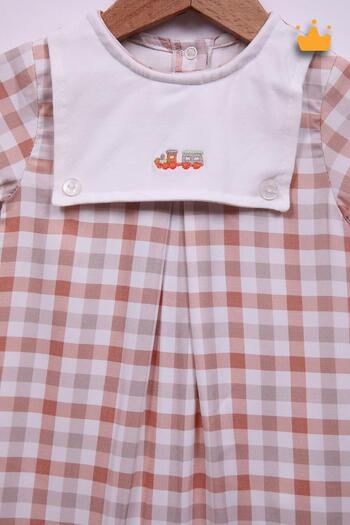Babydola Baby Boys and Girls Checkered Jumpsuit - 15149