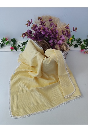 Tomuycuk Natural Organic Yellow Pique Baby Blanket - Multi-purpose Seasonal Newborn 80x90 Cm
