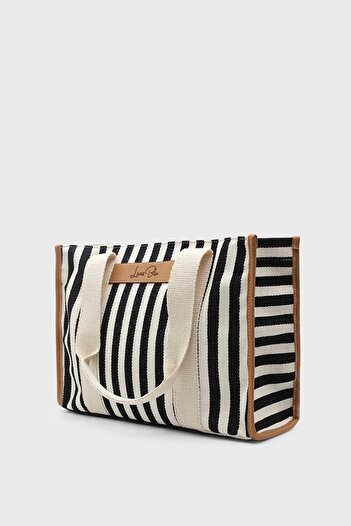 LUNABLU Women's Striped Linen Tote Bag