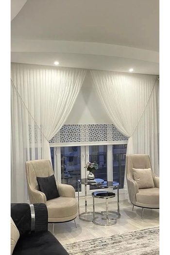 yağmur zebra 1/2,5 Regular Pleat Kravuze Gray Tulle Curtain - Double Winged Rope Accessory Included
