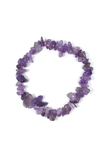 Stoneday Purple Amethyst Natural Stone Gold Detailed Bracelet