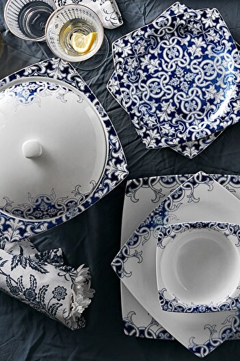 Karaca Fine Bone Aleeza 60 Parça 12 Kişilik Yemek Takımı Kare