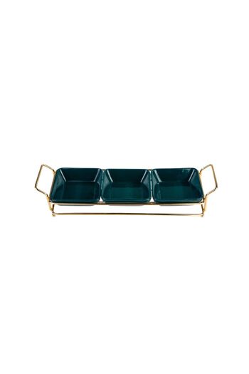 Karaca Sarah 3-Piece Gold-Green Plate Treats