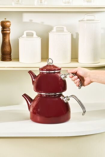 Karaca Erva Enamel Induction Based Midi Teapot Claret Red