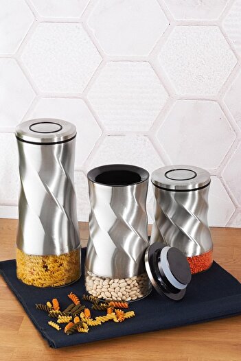 Karaca Tottori Inox Vacuum Glass Jar Storage Container Set