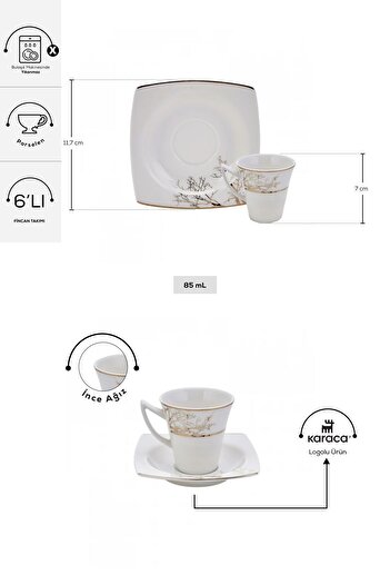 Karaca Autumn Set of 6 Coffee Cups 85 ml