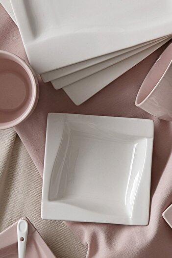 Karaca Forever Bone Rosalie 32 Pieces Porcelain Breakfast Set for 6 People