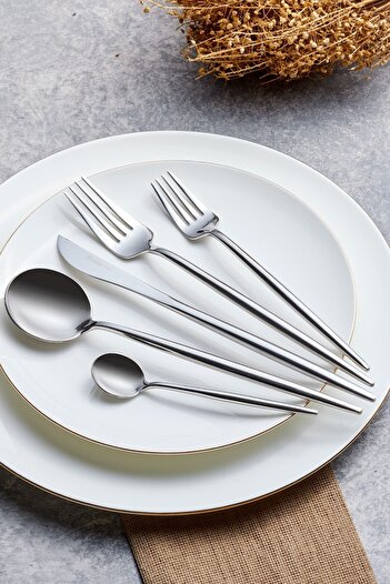 Karaca Jupiter Platinum 60 Piece Boxed Fork Spoon Knife Set for 12 Persons