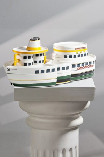 Karaca X Ist Collection Elegance Bone Island Steamer New Bone 32 Piece Breakfast Set for 6 People