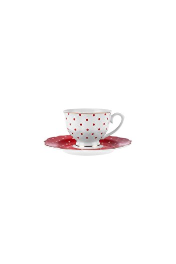 Karaca New Romantic Puantiyeli Kahve Fincanı 90 ml Kırmızı